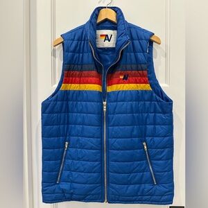 AVIATOR NATION MEN'S 4 STRIPE VEST - SNORKEL BLUE size XL